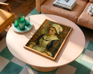 Textured Maid Portrait Print | Classic Oil Style Painting Wall Art | Vintage - Inspired Emotional Figure Study | Free Shipping - Just Great Posters