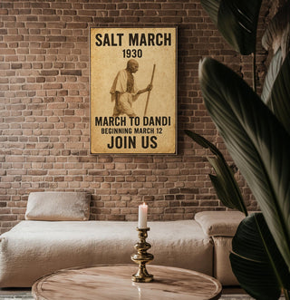 Salt March 1930 Poster | Gandhi Peaceful Protest Wall Art | Vintage Civil Disobedience Print for History Lovers | Free Shipping Always - Just Great Posters