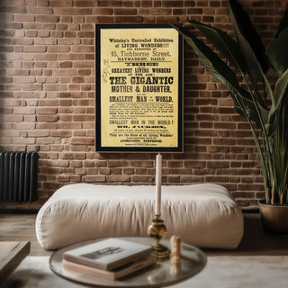 Freak Show Poster Print – Gigantic Mother Daughter & Smallest Man – Victorian Living Wonders Reprint – Vintage Sideshow Poster - Just Great Posters