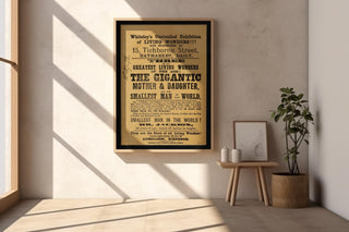 Freak Show Poster Print – Gigantic Mother Daughter & Smallest Man – Victorian Living Wonders Reprint – Vintage Sideshow Poster - Just Great Posters