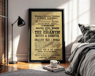 Freak Show Poster Print – Gigantic Mother Daughter & Smallest Man – Victorian Living Wonders Reprint – Vintage Sideshow Poster - Just Great Posters