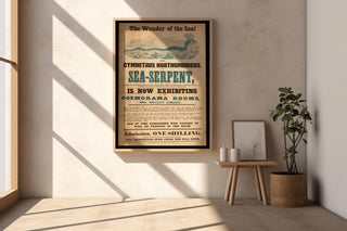 Nautical Freak Show Poster Print – Sea Serpent Exhibition Reprint – 1800s Monster Creature from the Sea – Vintage Cryptid Poster - Just Great Posters