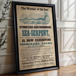 Nautical Freak Show Poster Print – Sea Serpent Exhibition Reprint – 1800s Monster Creature from the Sea – Vintage Cryptid Poster - Just Great Posters