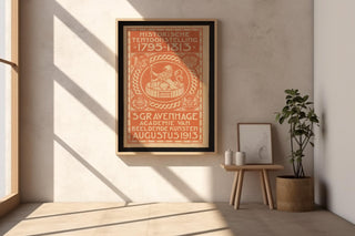 Vintage Exhibition Poster Print – Dutch Historic Art Show 1913 Reprint – Ornate Red Typography with Lion Emblem and Dutch Text - Just Great Posters