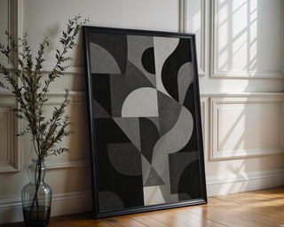 Geometric Abstract Poster | Modern Minimal Wall Art in Beige, Black & White | Bold Design Lover’s Print | Free Shipping Always Included - Just Great Posters