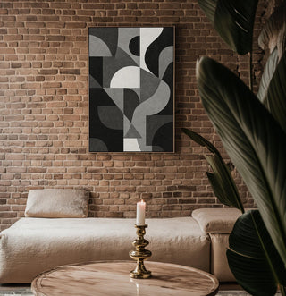 Geometric Abstract Poster | Modern Minimal Wall Art in Beige, Black & White | Bold Design Lover’s Print | Free Shipping Always Included - Just Great Posters
