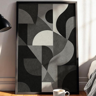 Geometric Abstract Poster | Modern Minimal Wall Art in Beige, Black & White | Bold Design Lover’s Print | Free Shipping Always Included - Just Great Posters
