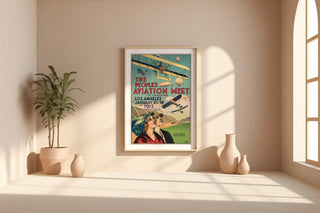 Vintage Aviation Poster Print – 1912 People’s Air Meet Reprint – Dominguez Field Planes and Balloons Show Historic Artwork - Just Great Posters