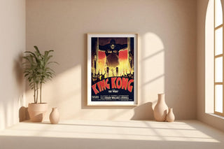 Vintage Movie Poster Print – King Kong French Cinema Reprint – 1930s Giant Gorilla & Fire Scene with Classic Film Artwork - Just Great Posters