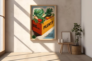 Vintage Wartime Garden Poster – Dig for Victory Print with Veggie Crate Art – WWII Food Propaganda Wall Art, Retro Home Kitchen Decor - Just Great Posters
