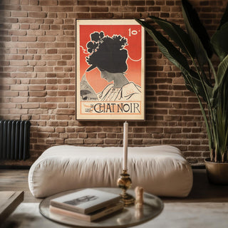 Vintage Le Chat Noir Poster Print – 1890s French Art Nouveau Style with Silhouette Woman – Parisian Black Cat Cabaret Wall Art - Just Great Posters