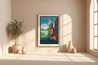 Vintage Washington DC Travel Poster Print – Soft Pink Capitol Illustration – Romantic USA Wall Art, City Beautiful Movement Style - Just Great Posters