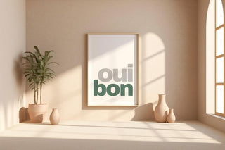 Oui Bon D’accord Poster | French Minimalist Typography Art with Chic Parisian Attitude | Modern Funny Wall Print | Free Shipping Always - Just Great Posters