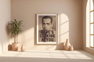 Here’s Looking at You Poster | Vintage Film Noir Wall Art with Iconic Quote | Classic Hollywood Style Print | Free Shipping Always - Just Great Posters