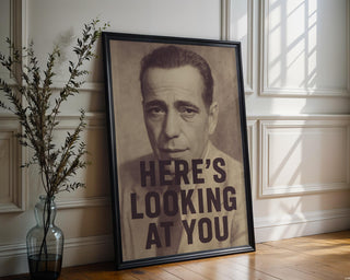 Here’s Looking at You Poster | Vintage Film Noir Wall Art with Iconic Quote | Classic Hollywood Style Print | Free Shipping Always - Just Great Posters