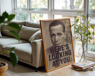 Here’s Looking at You Poster | Vintage Film Noir Wall Art with Iconic Quote | Classic Hollywood Style Print | Free Shipping Always - Just Great Posters
