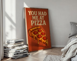 Funny Pizza Wall Art – You Had Me At Pizza Poster – Cheesy Retro Kitchen Print – Bold Foodie Gift – Pepperoni Slice Illustration Art - Just Great Posters