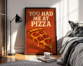 Funny Pizza Wall Art – You Had Me At Pizza Poster – Cheesy Retro Kitchen Print – Bold Foodie Gift – Pepperoni Slice Illustration Art - Just Great Posters