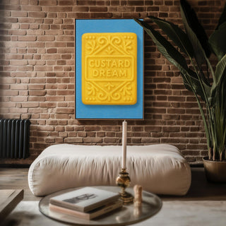Custard Cream Biscuit Art Print – Retro Cookie Poster – British Treat Wall Art – Playful Kitchen Print – Bold Snack Illustration Gift - Just Great Posters