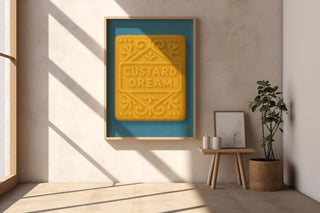 Custard Cream Biscuit Art Print – Retro Cookie Poster – British Treat Wall Art – Playful Kitchen Print – Bold Snack Illustration Gift - Just Great Posters