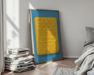 Custard Cream Biscuit Art Print – Retro Cookie Poster – British Treat Wall Art – Playful Kitchen Print – Bold Snack Illustration Gift - Just Great Posters