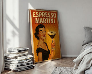 Espresso Martini Poster – Retro Cocktail Wall Art – Glam Vintage Bar Print – Bold Espresso Artwork – Chic Gift for Coffee & Cocktail Lovers - Just Great Posters