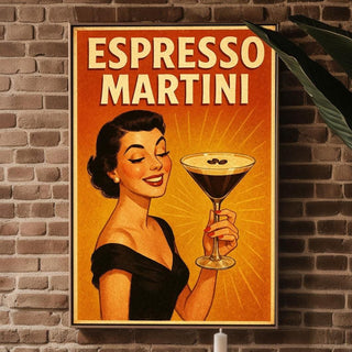 Espresso Martini Poster – Retro Cocktail Wall Art – Glam Vintage Bar Print – Bold Espresso Artwork – Chic Gift for Coffee & Cocktail Lovers - Just Great Posters