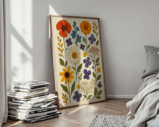 Pressed Flower Collage Art Print – Vibrant Botanical Wall Decor, Dried Flower Poster, Nature - Inspired Home Art - Just Great Posters