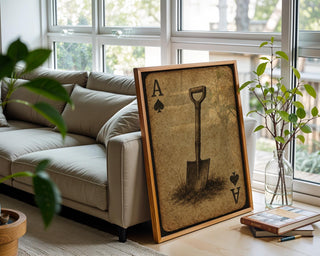 Ace of Spades Garden Art Print – Rustic Shovel Poster for Gardeners, Vintage Playing Card Wall Art with Earthy Tool Symbol and Soil Vibes - Just Great Posters