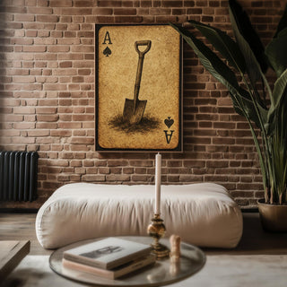 Ace of Spades Garden Art Print – Rustic Shovel Poster for Gardeners, Vintage Playing Card Wall Art with Earthy Tool Symbol and Soil Vibes - Just Great Posters