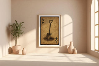 Ace of Spades Garden Art Print – Rustic Shovel Poster for Gardeners, Vintage Playing Card Wall Art with Earthy Tool Symbol and Soil Vibes - Just Great Posters