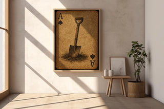 Ace of Spades Garden Art Print – Rustic Shovel Poster for Gardeners, Vintage Playing Card Wall Art with Earthy Tool Symbol and Soil Vibes - Just Great Posters