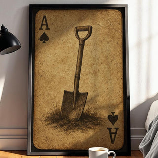 Ace of Spades Garden Art Print – Rustic Shovel Poster for Gardeners, Vintage Playing Card Wall Art with Earthy Tool Symbol and Soil Vibes - Just Great Posters