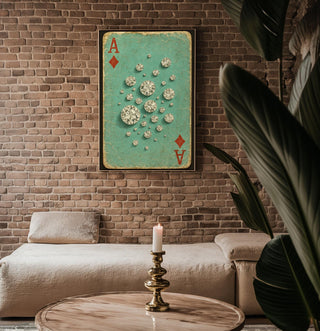 Sparkling Ace of Diamonds Art Print – Retro Playing Card Wall Art with Crystal Gems, Tiffany Style Gift for Jewellery or Card Game Lovers - Just Great Posters