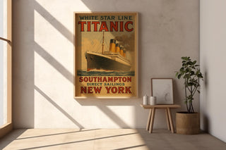 Titanic White Star Line Poster – Vintage Ocean Liner Wall Art, Retro Travel Advertisement Print for Nautical or Maritime History Fans - Just Great Posters