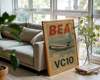 BEA VC10 British Flag Tail Poster – Vintage Jet Airliner Wall Art, Retro Air Travel Print for Aviation Enthusiasts & History Fans - Just Great Posters