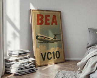 BEA VC10 British Flag Tail Poster – Vintage Jet Airliner Wall Art, Retro Air Travel Print for Aviation Enthusiasts & History Fans - Just Great Posters