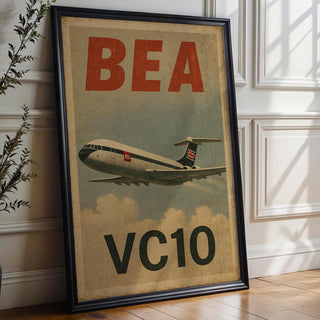 BEA VC10 British Flag Tail Poster – Vintage Jet Airliner Wall Art, Retro Air Travel Print for Aviation Enthusiasts & History Fans - Just Great Posters