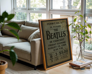 Beatles Concert Ticket Poster – Vintage - Style Print of 1966 Show Stub, Retro Music Wall Art for Classic Rock Fans & Nostalgia Vibes - Just Great Posters