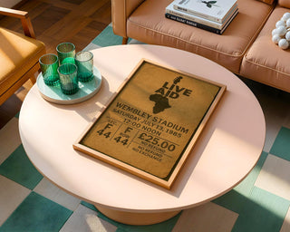 Live Aid 1985 Ticket Print – Vintage - Style Music Poster Featuring Iconic Concert Stub, Bold Retro Wall Art for Music History Buffs - Just Great Posters
