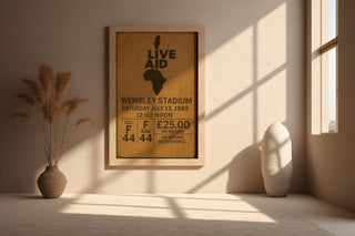 Live Aid 1985 Ticket Print – Vintage - Style Music Poster Featuring Iconic Concert Stub, Bold Retro Wall Art for Music History Buffs - Just Great Posters