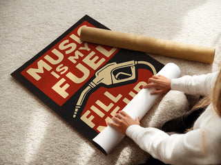 Music Is My Fuel Wall Art – Bold Retro Music Poster with Gas Nozzle Graphic, Funny Audiophile Gift for DJs, Bands & Studios, Free Shipping - Just Great Posters