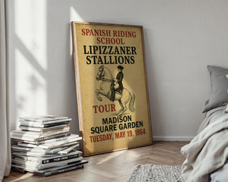 Lipizzaner Stallions Poster – Vintage Spanish Riding School Print with Classical Horse & Rider, Equestrian Wall Art, Free Shipping - Just Great Posters