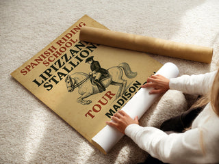 Lipizzaner Stallions Poster – Vintage Spanish Riding School Print with Classical Horse & Rider, Equestrian Wall Art, Free Shipping - Just Great Posters