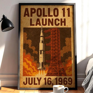 Apollo 11 Launch Poster – Vintage NASA Space Print, July 16 1969 Moon Mission Wall Art, Historic Rocket Launch Poster for Space Lovers - Just Great Posters