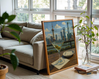 Martini Cocktail Art Print – Classic Gin Drink Poster, Elegant Bar Cart Decor, Olive Garnish Wall Art, Sophisticated Kitchen Print, Shanghai - Just Great Posters