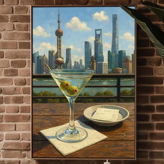 Martini Cocktail Art Print – Classic Gin Drink Poster, Elegant Bar Cart Decor, Olive Garnish Wall Art, Sophisticated Kitchen Print, Shanghai - Just Great Posters