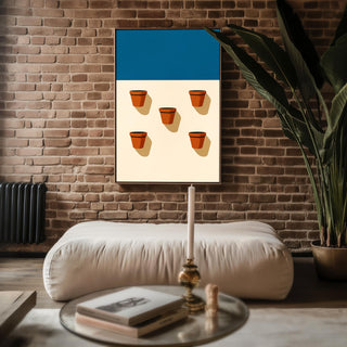 Terracotta Pot Minimalist Wall Art – Midcentury Modern Plant Poster, Warm Earth Tone Print, Clean Graphic Design Home Decor - Just Great Posters