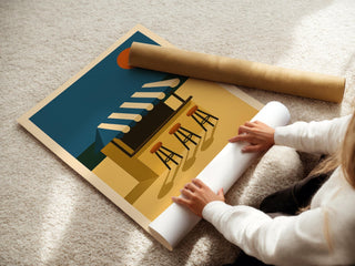 Beach Bar Wall Art – Retro Summer Coastal Poster, Clean Ocean Sunset Print, Graphic Holiday Vibe Decor, Free Shipping, Minimalist Art - Just Great Posters