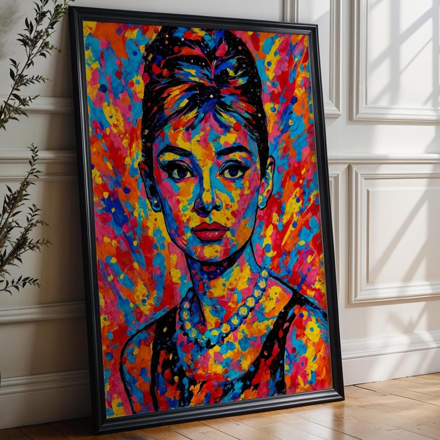Audrey Hepburn Pop Art Portrait – Vibrant Retro Hollywood Wall Print, Modern Rainbow Icon Poster, Bold Feminine Decor, Free Shipping - Just Great Posters